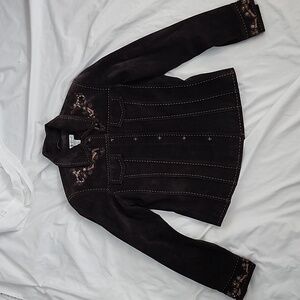 Coldwater Creek Brown Embroidered Blazer PSX